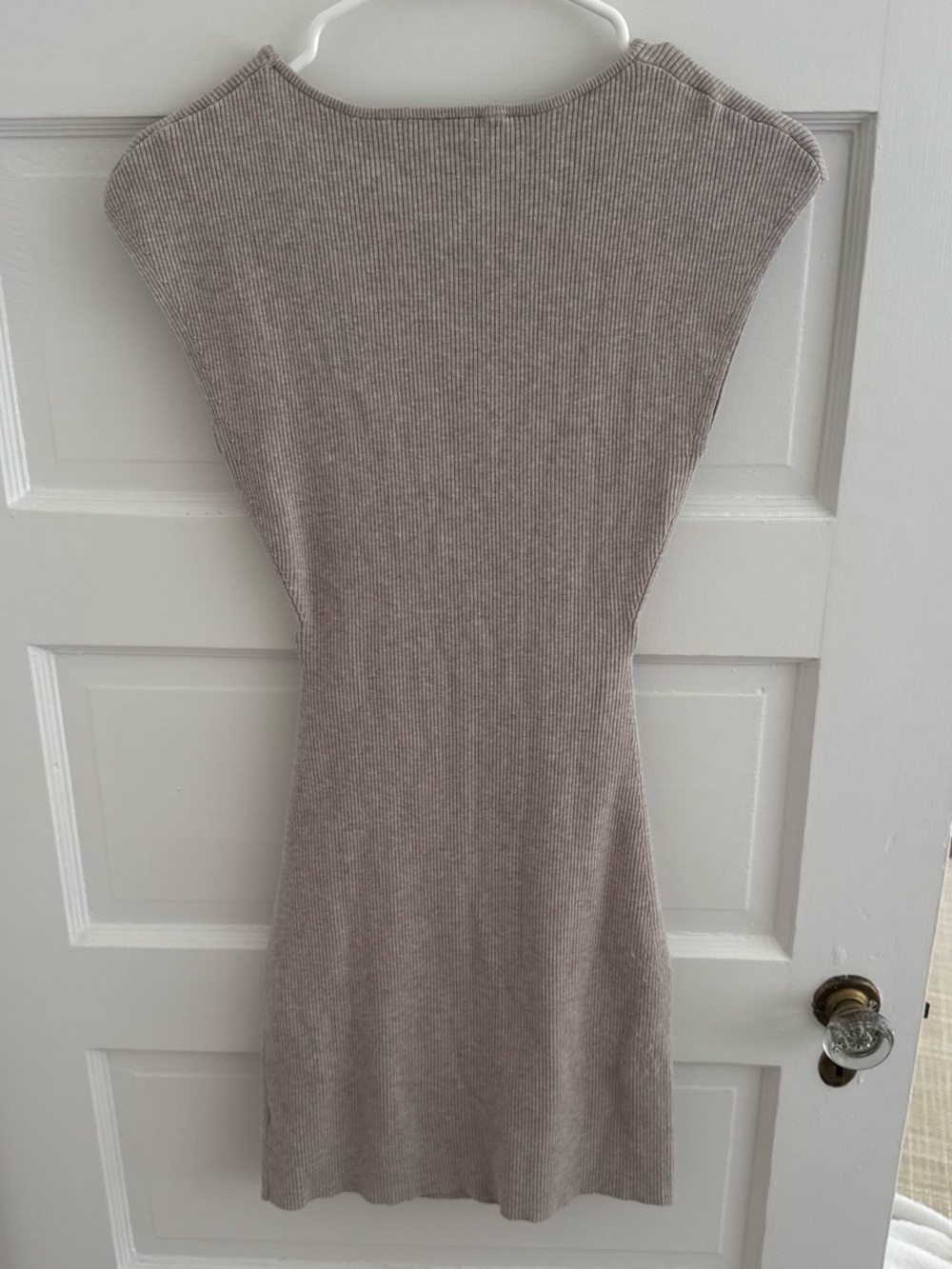 Aritzia Ribbed Knit Cutout Mini dress in Beige - Picture 4 of 4